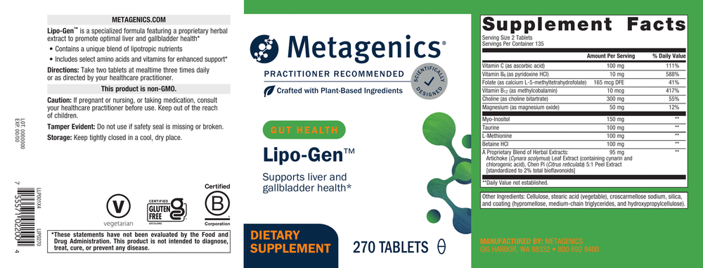 Metagenics Lipo-Gen 270 Tablets