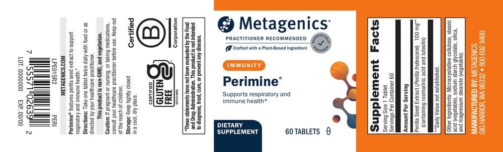 Metagenics Perimine CoQ10 Folic Acid Vitamin C 60 Tablets