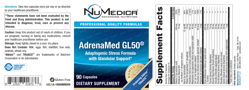 NuMedica AdrenaMed GL50 90 Capsules