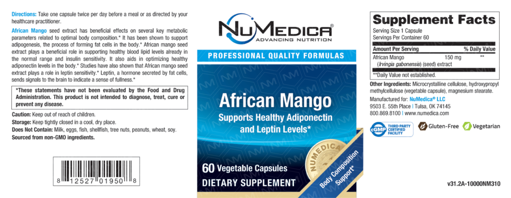 NuMedica African Mango 60 Vegetable Capsules