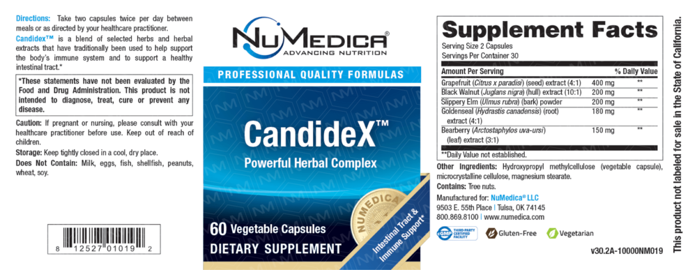 NuMedica CandideX 60 Vegetable Capsules