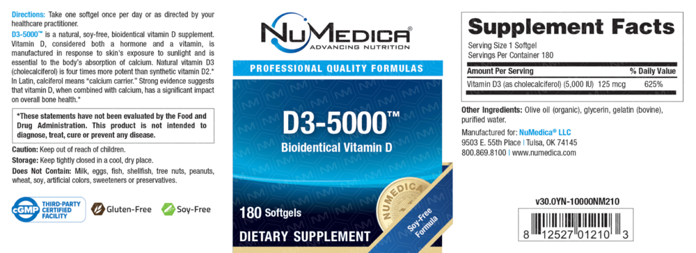 NuMedica D3-5000 180 Softgels
