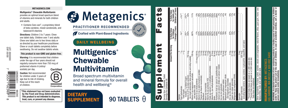Metagenics Multigenics Chewable 90 Tablets