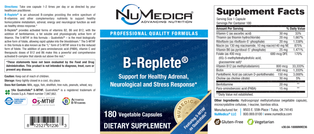 NuMedica B-Replete 180 Vegetable Capsules