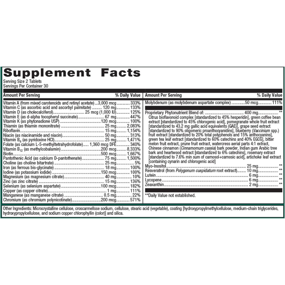 Metagenics PhytoMulti with Iron 60 Tablets