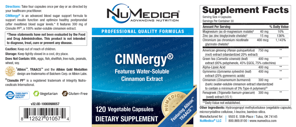 NuMedica CINNergy 120 Vegetable Capsules