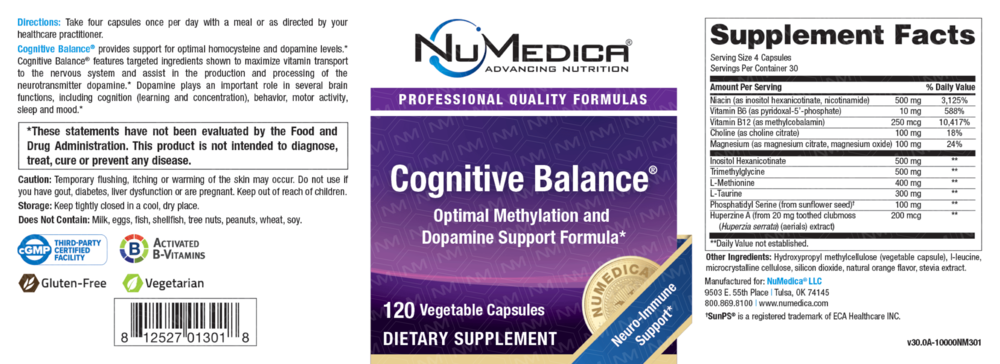 NuMedica Cognitive Balance 120 Vegetable Capsules