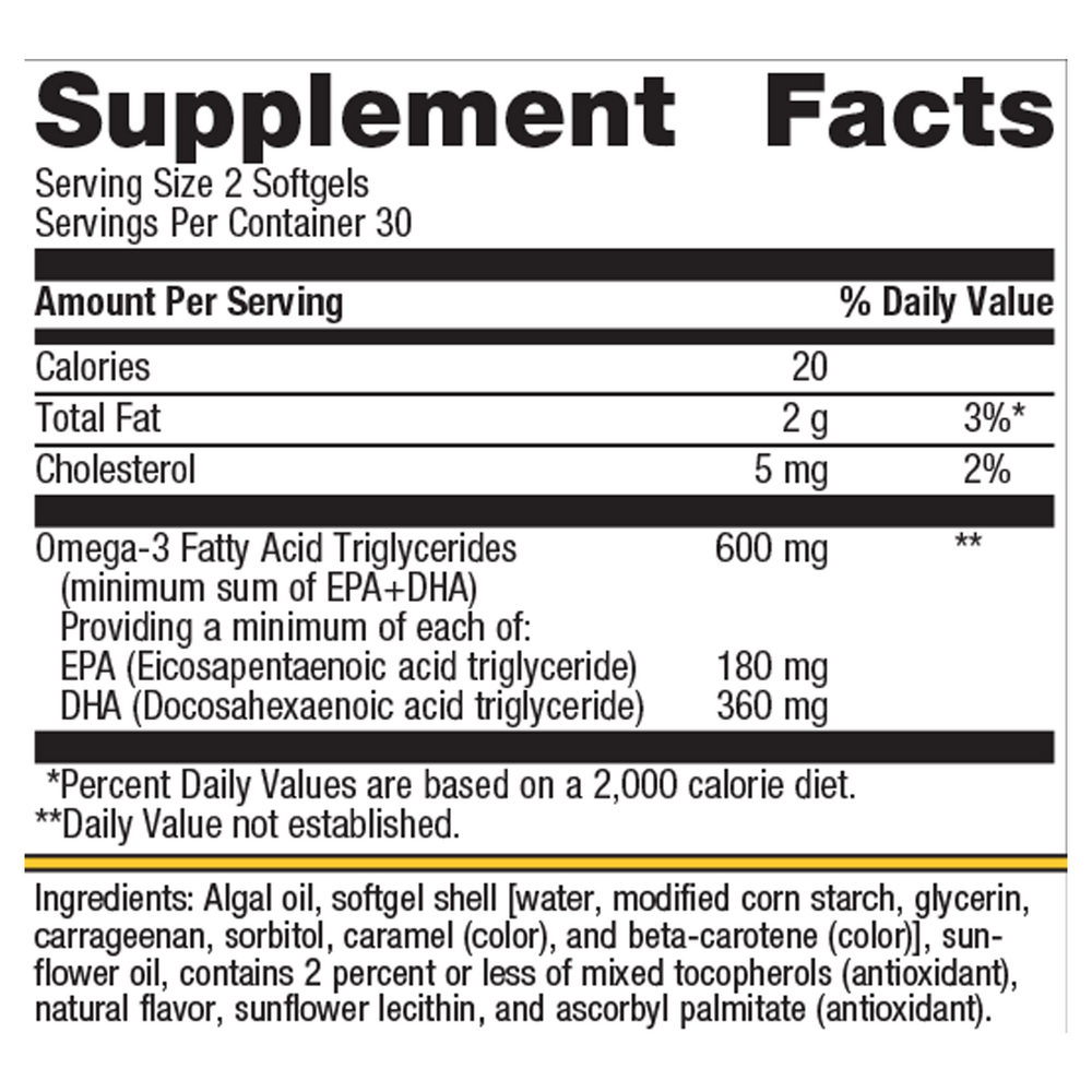 Metagenics OmegaGenics Algae Omega 60 Softgels