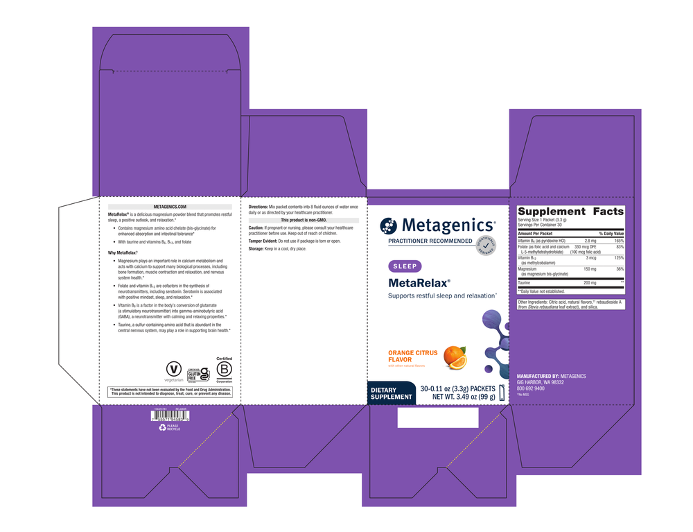 Metagenics MetaRelax Orange Citrus 30 Packets