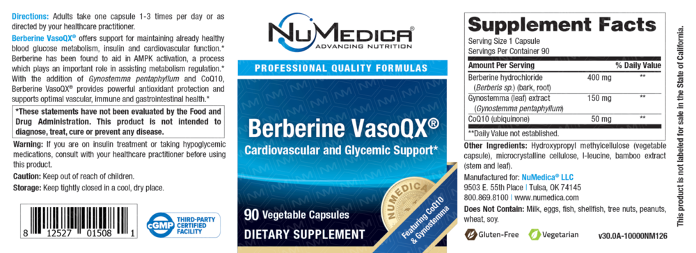 NuMedica Berberine VasoQX 90 Vegetable Capsules