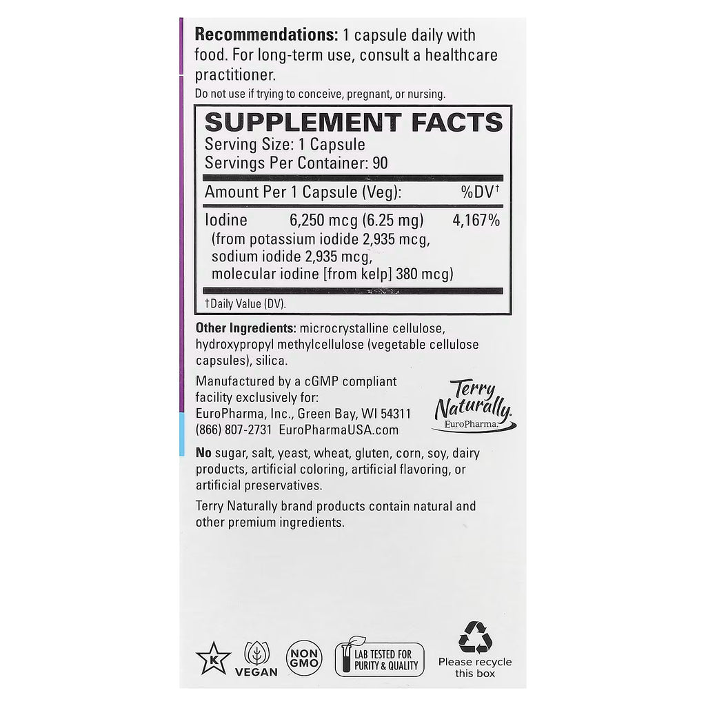 Terry Naturally Tri-Iodine 6.25 mg 90 Capsules