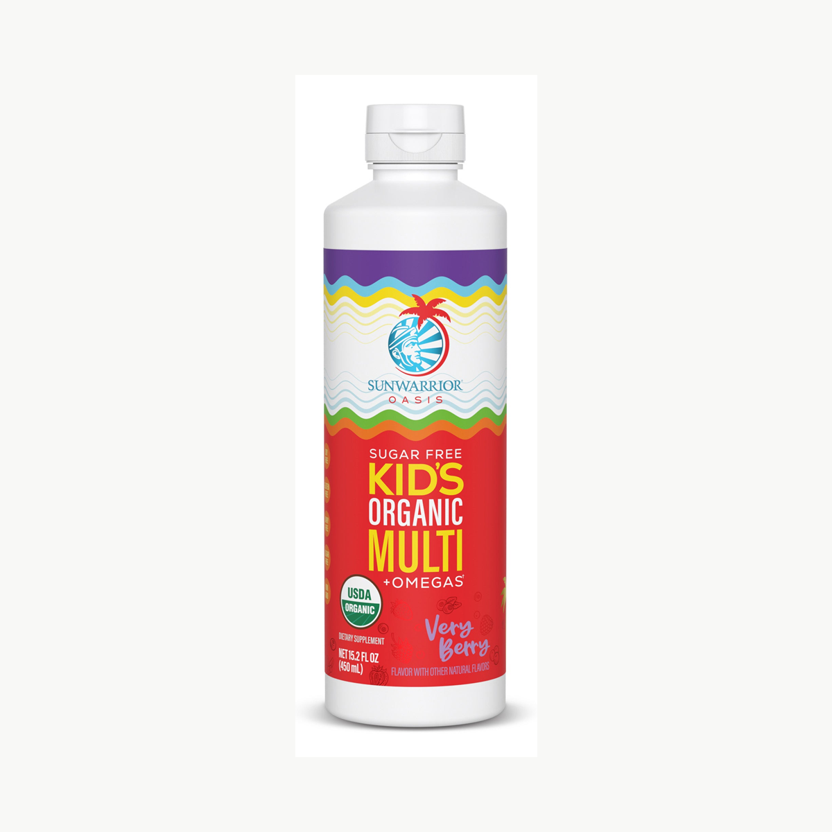 Sunwarrior Oasis Kids Multivitamin +Omega Very Berry 15.2 fl oz official front image