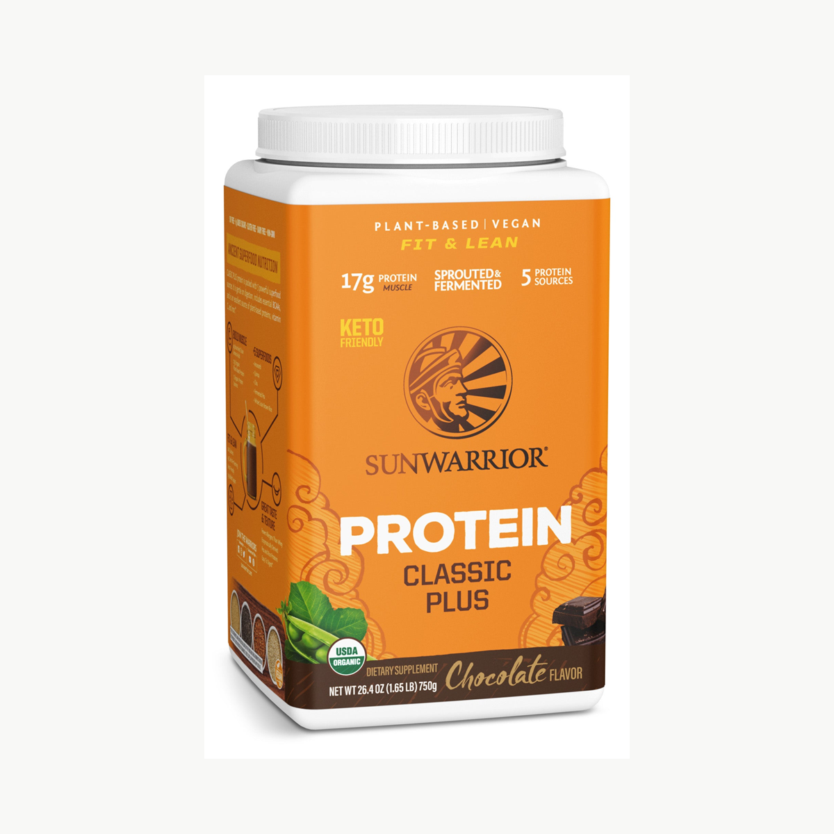 Sunwarrior Classic Plus Chocolate 750g official front image