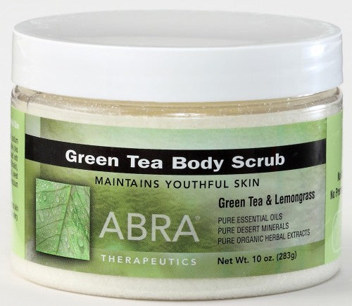 Abra Therapeutics Green Tea Body Scrub, Lemongrass – 10 oz package