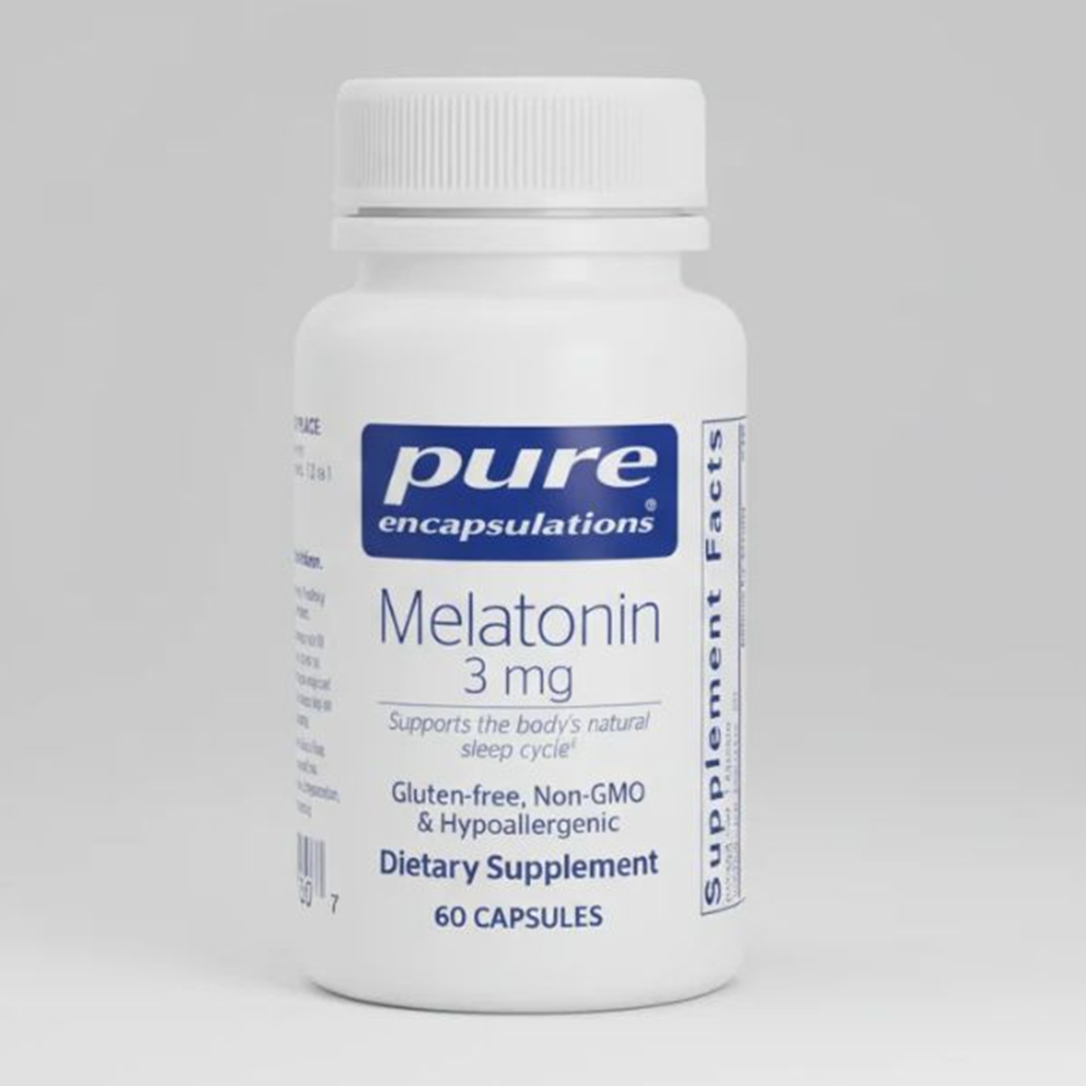 Pure Encapsulations Melatonin 3 mg - 60 Capsules front label