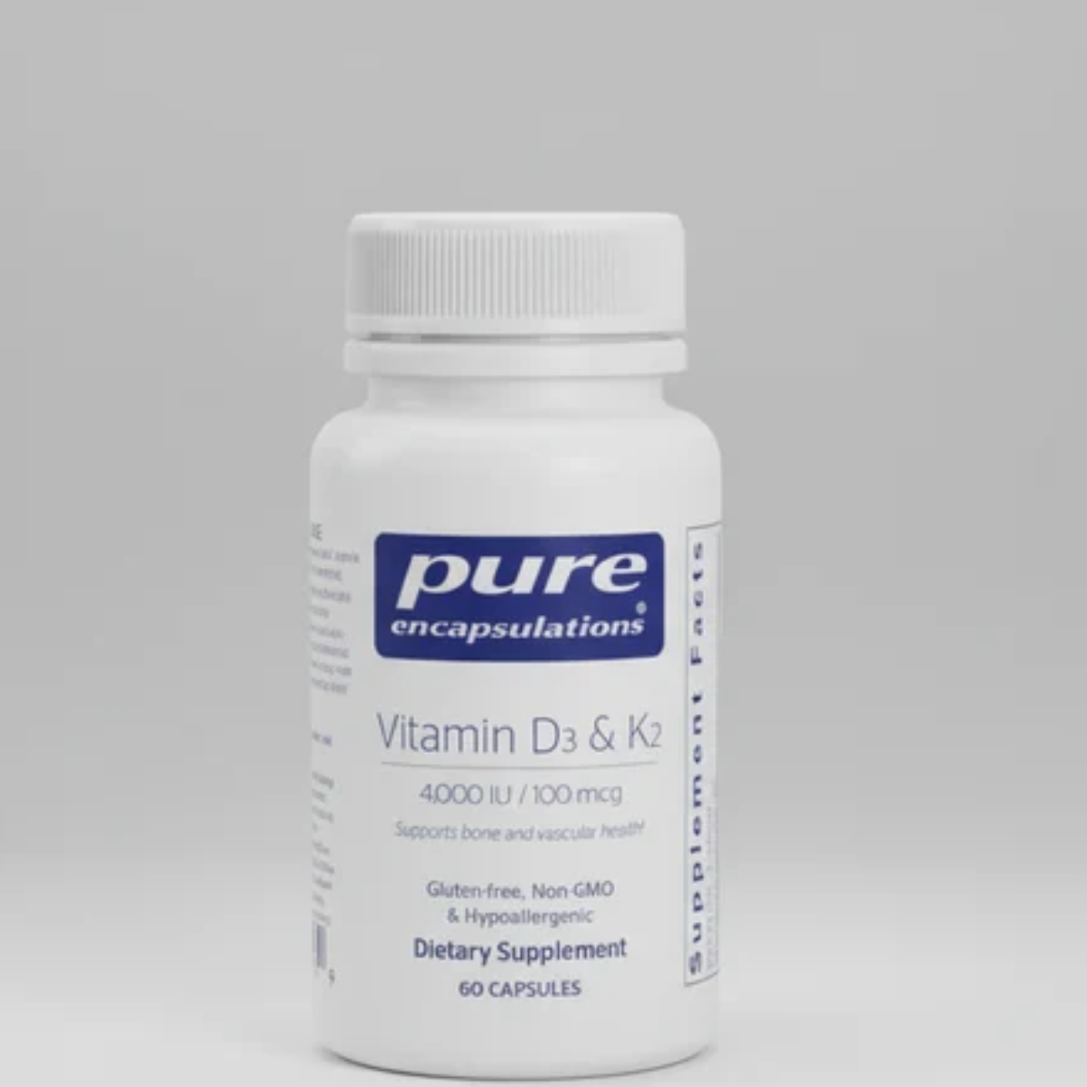 Pure Encapsulations Vitamin D3 & K2 4,000 IU / 100 mcg - 60 Capsules front label