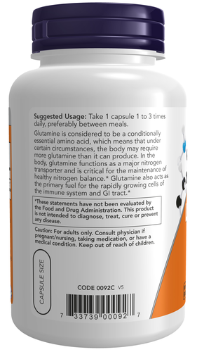 NOW Foods L-Glutamine 500 mg Veg Capsules
