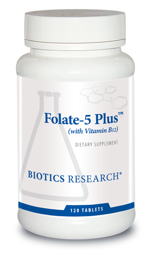 Folate-5 Plus™ (with B12) by Biotics Research - 120 Tablets