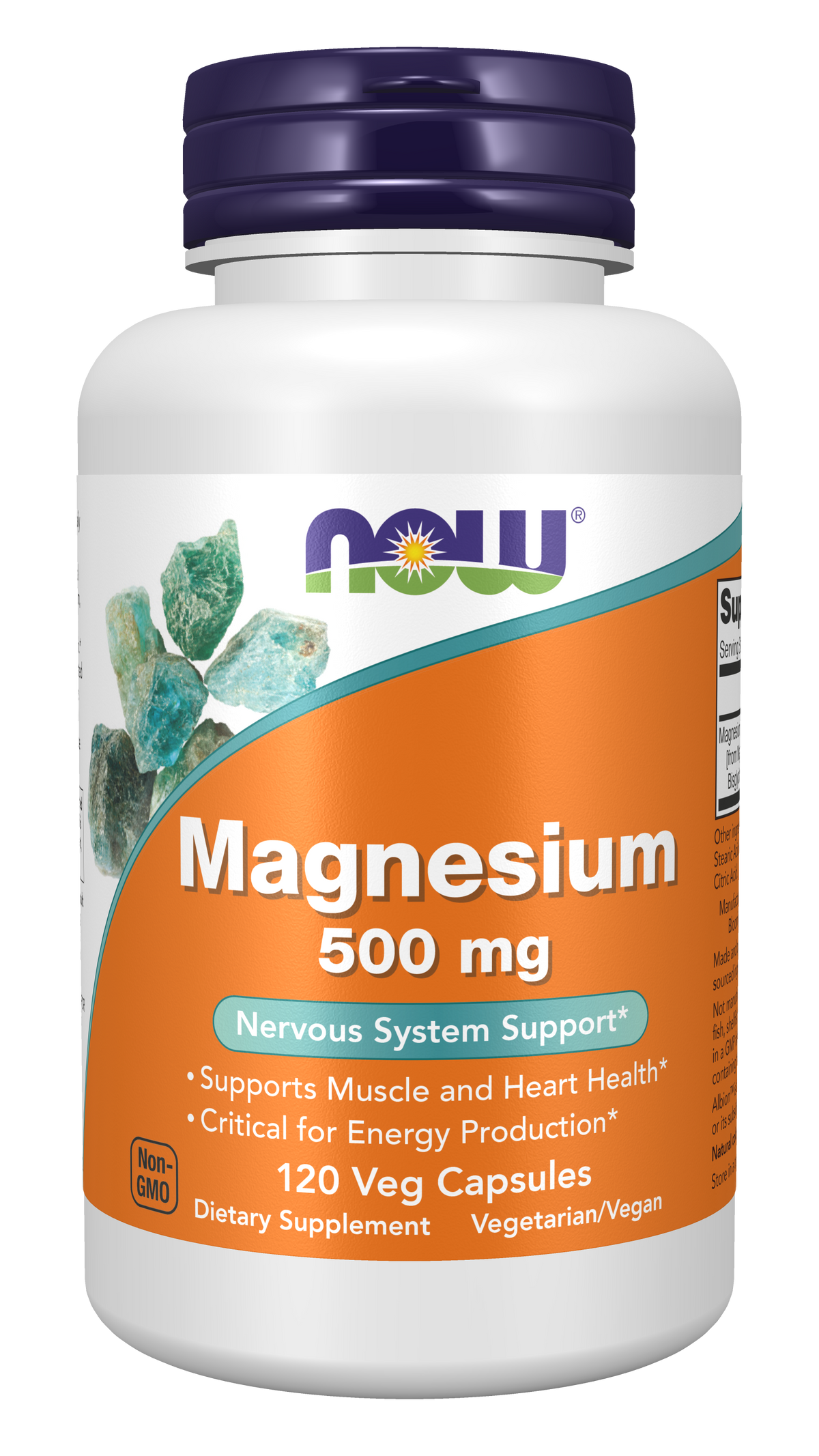 NOW Foods Magnesium 500 mg Veg Capsules front package image