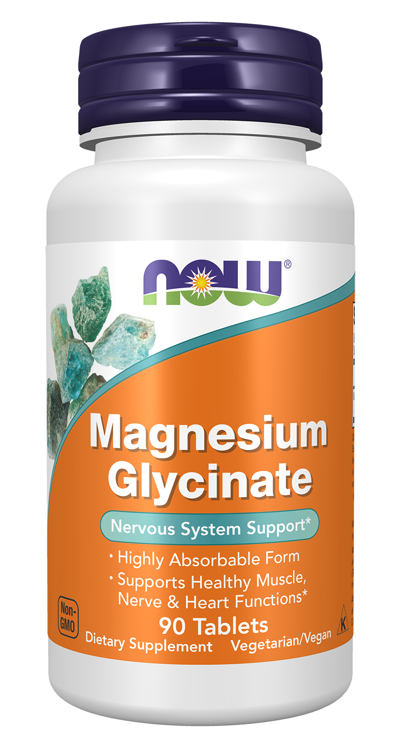 NOW Foods Magnesium Glycinate - 90 Tablets front package image