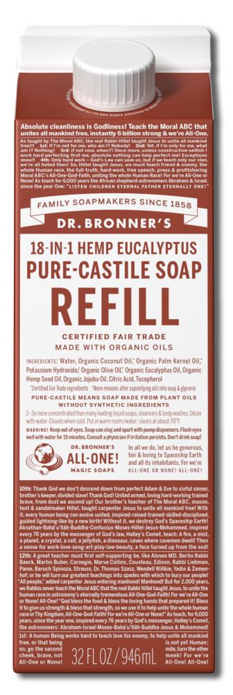 Dr. Bronner's Eucalyptus Pure-Castile Magic Soap Refill Carton - 32 fl oz