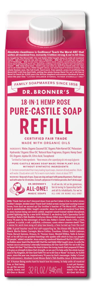Dr. Bronner's Rose Pure-Castile Magic Soap Refill Carton - 32 fl oz