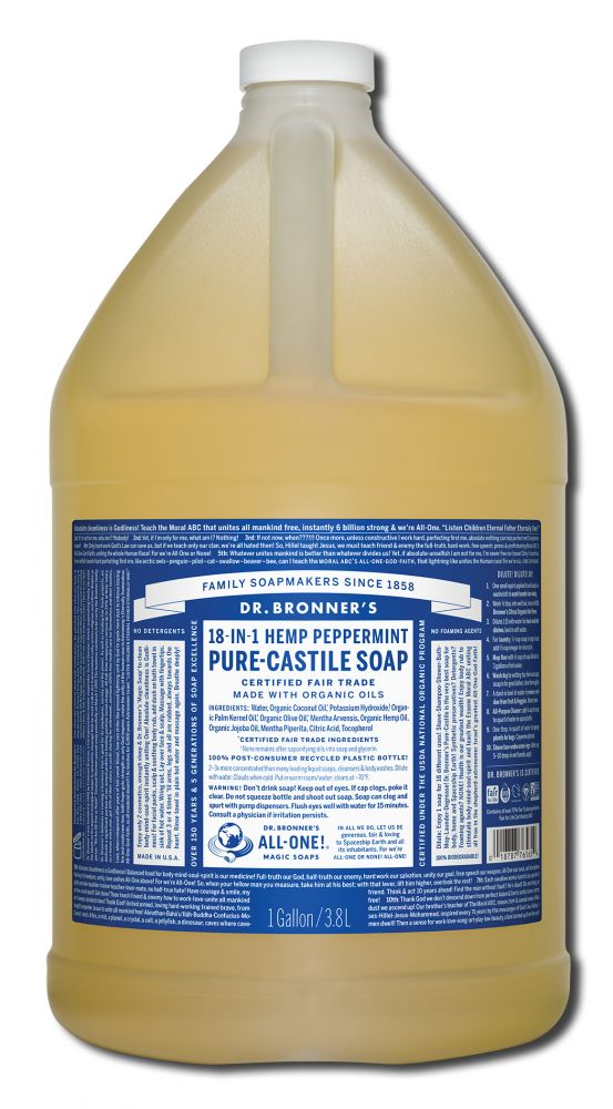 Dr. Bronner's Peppermint Pure-Castile Magic Liquid Soap - 1 gallon