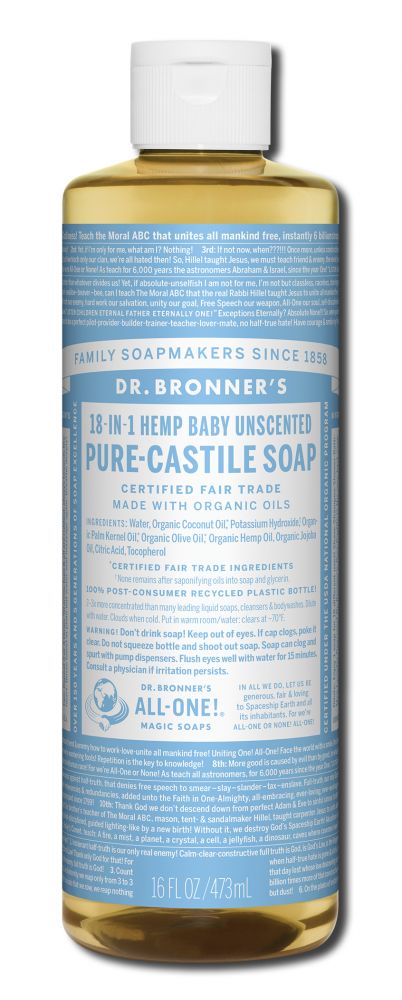 Dr. Bronner's Unscented Pure-Castile Magic Liquid Soap - 16 fl oz