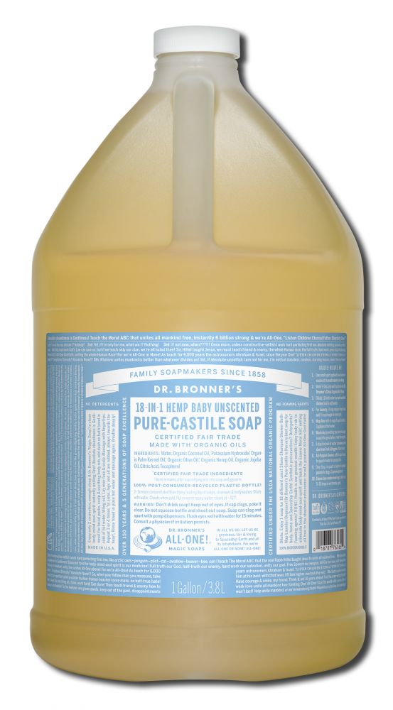 Dr. Bronner's Unscented Pure-Castile Magic Liquid Soap - 1 gallon