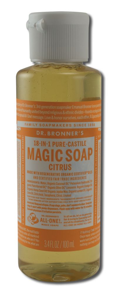 Dr. Bronner's Citrus Pure-Castile Magic Liquid Soap - 3.4 fl oz