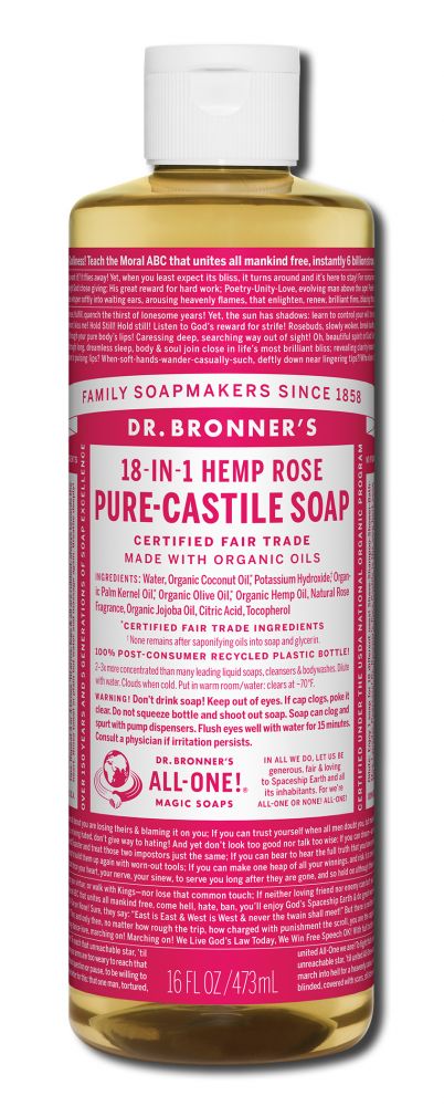 Dr. Bronner's Rose Pure-Castile Magic Liquid Soap - 16 fl oz