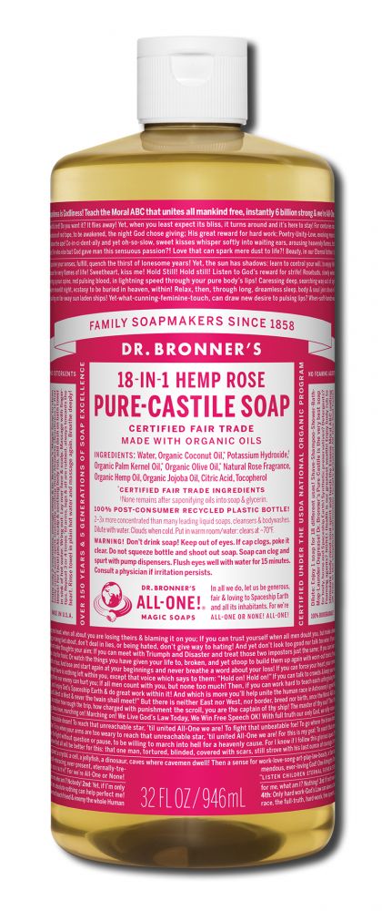 Dr. Bronner's Rose Pure-Castile Magic Liquid Soap - 32 fl oz