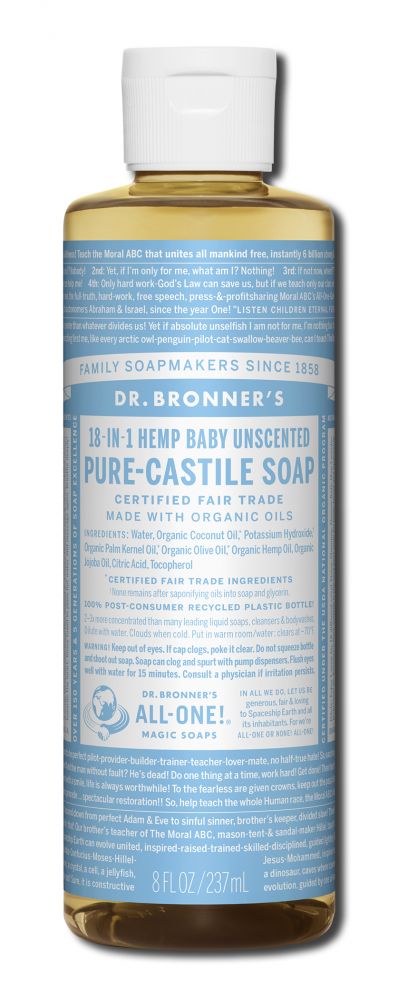 Dr. Bronner's Unscented Pure-Castile Magic Liquid Soap - 8 fl oz