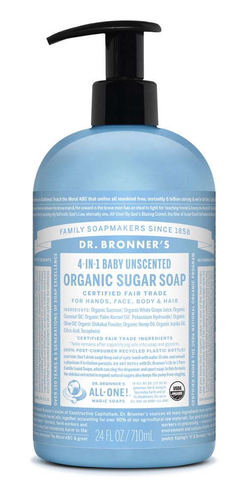 Dr. Bronner's Unscented Organic Sugar Soap - 24 fl oz