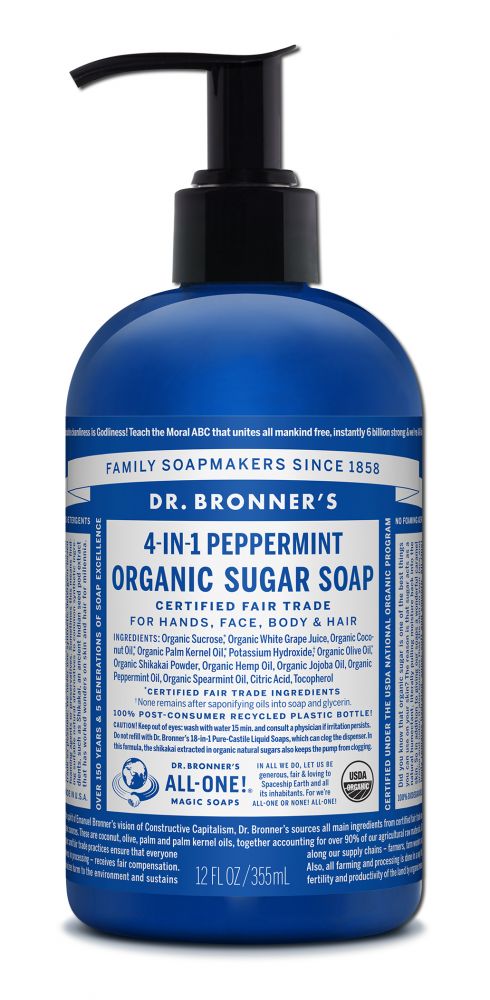 Dr. Bronner's Peppermint Organic Sugar Soap - 12 fl oz