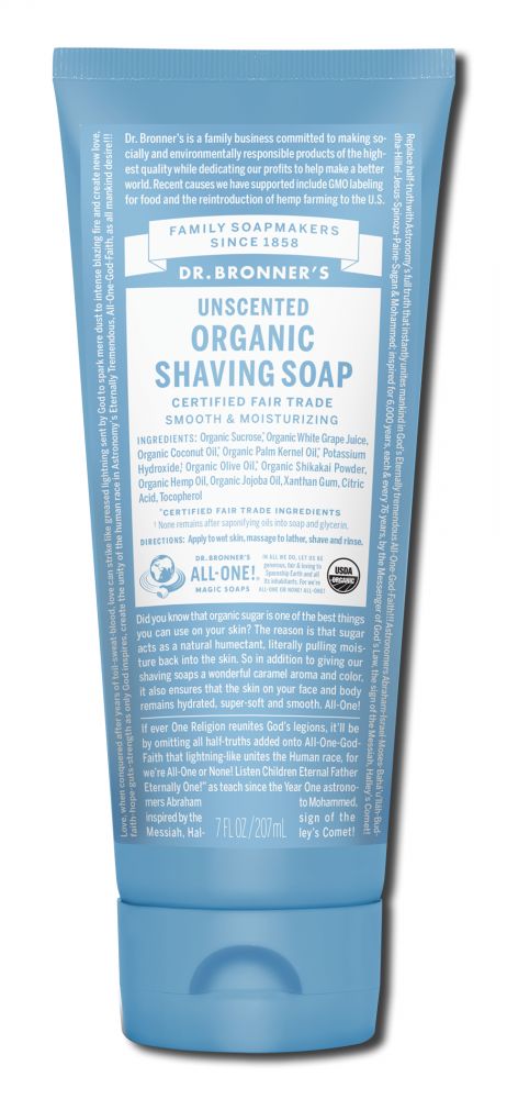 Dr. Bronner's Unscented Organic Shaving Soap - 7 oz