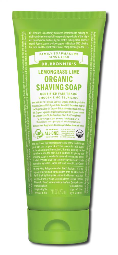 Dr. Bronner's Lemongrass Lime Organic Shaving Soap - 7 oz