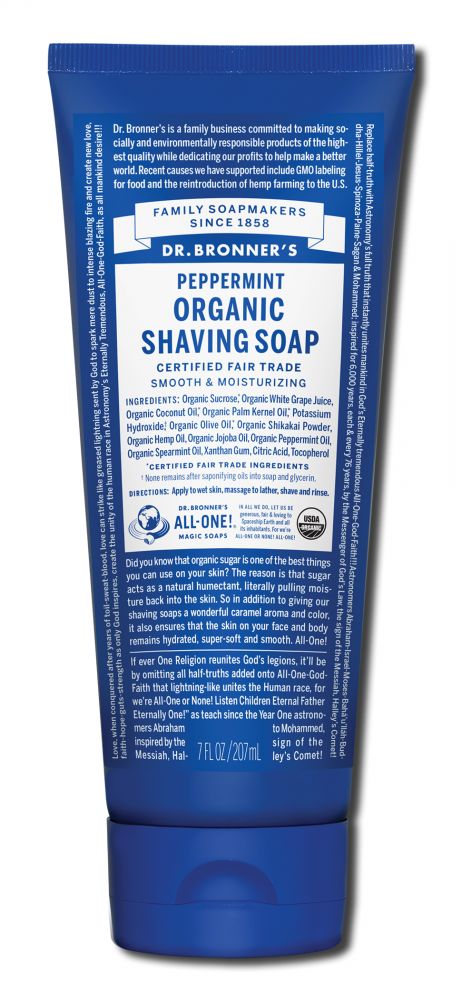 Dr. Bronner's Peppermint Organic Shaving Soap - 7 oz