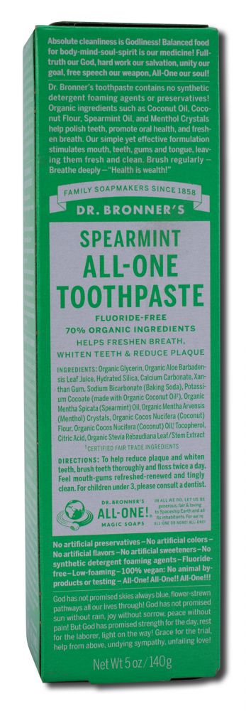 Dr. Bronner's Spearmint All-One Toothpaste - 5 oz