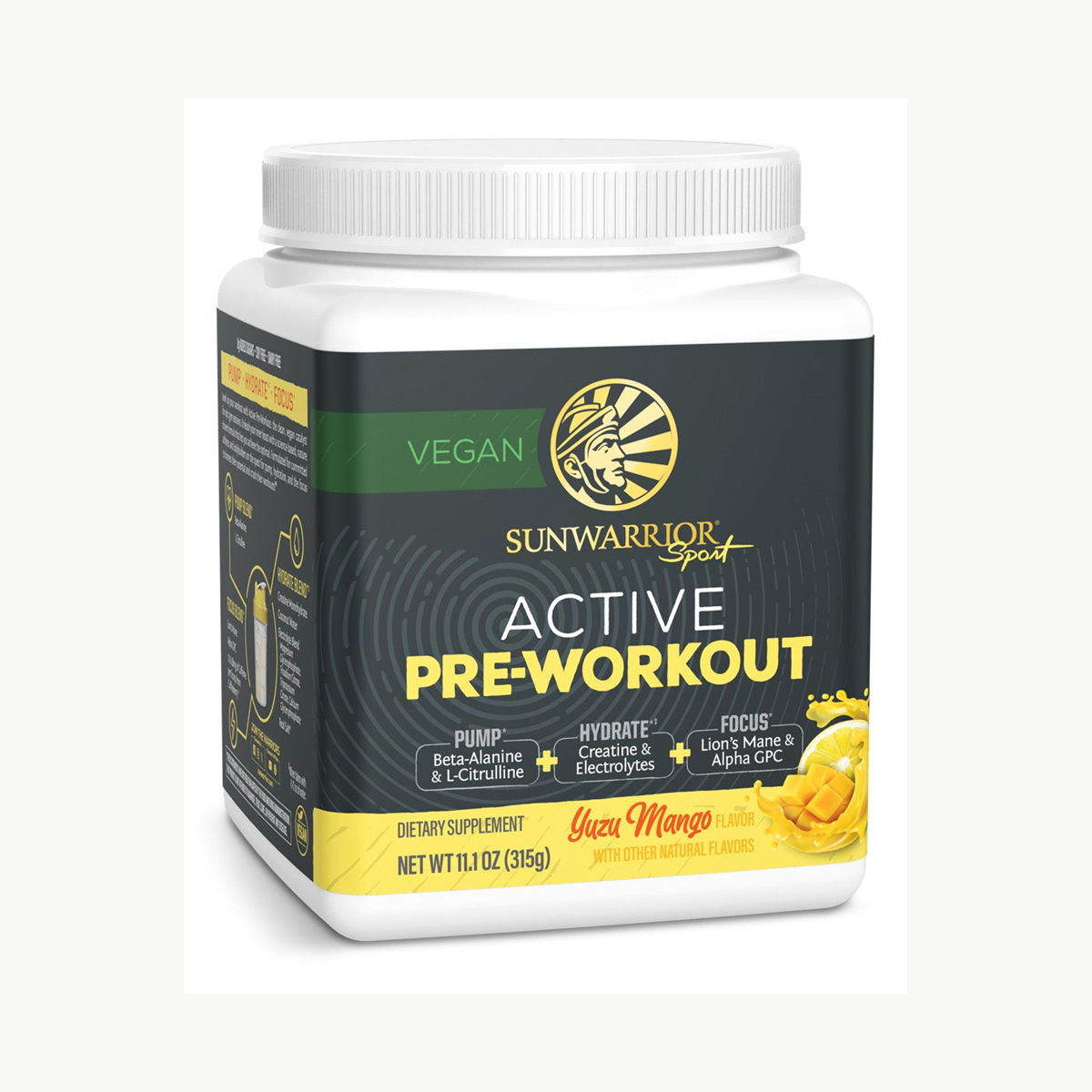 Sunwarrior Active Pre Workout Yuzu Mango 315g official front image