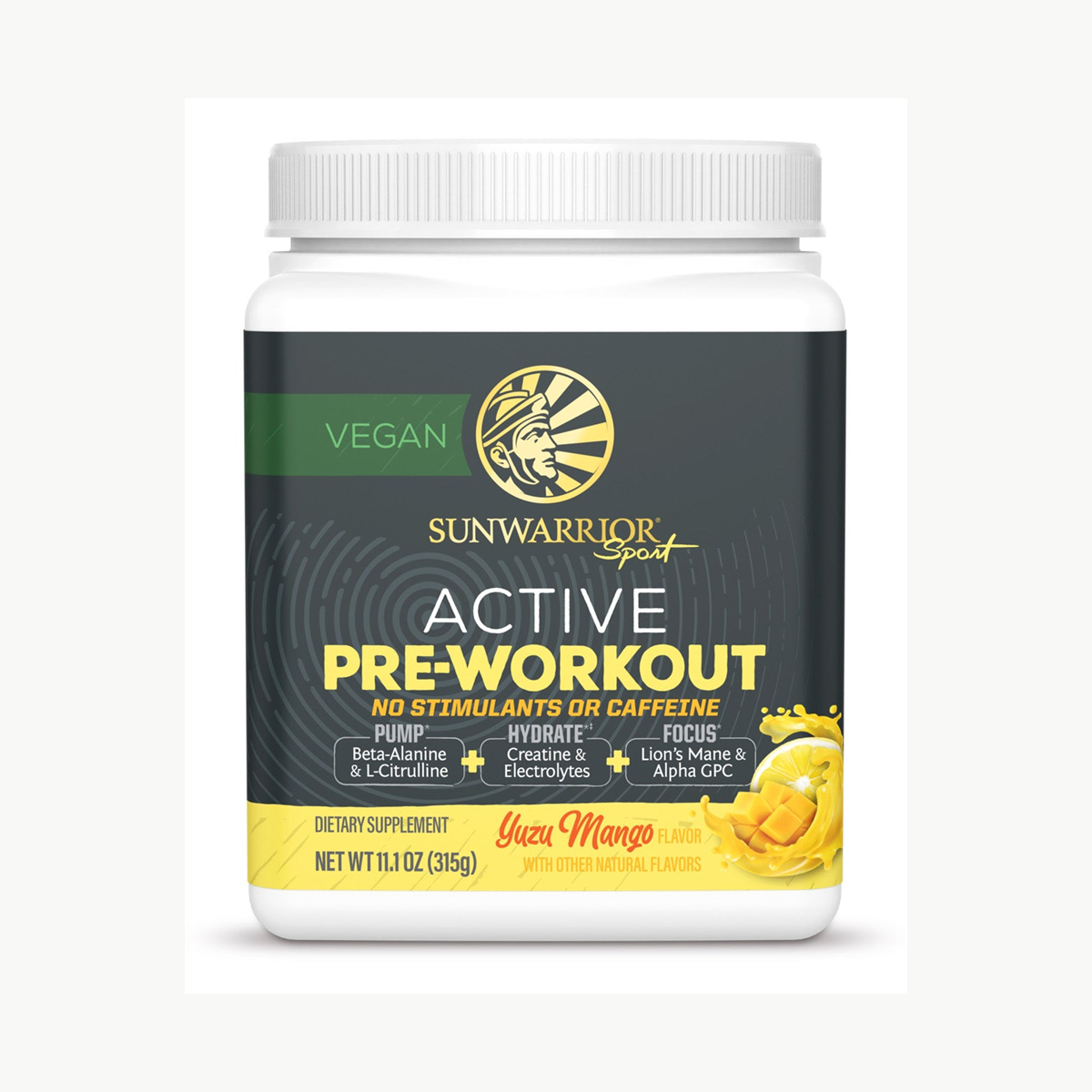 Sunwarrior Active Pre Workout Yuzu Mango No Stimulants 315g official front image
