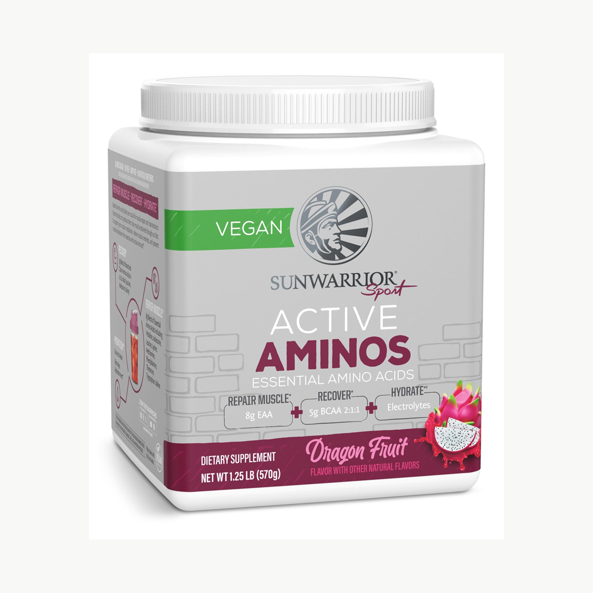 Sunwarrior Active Aminos Dragon Fruit 570g official front image
