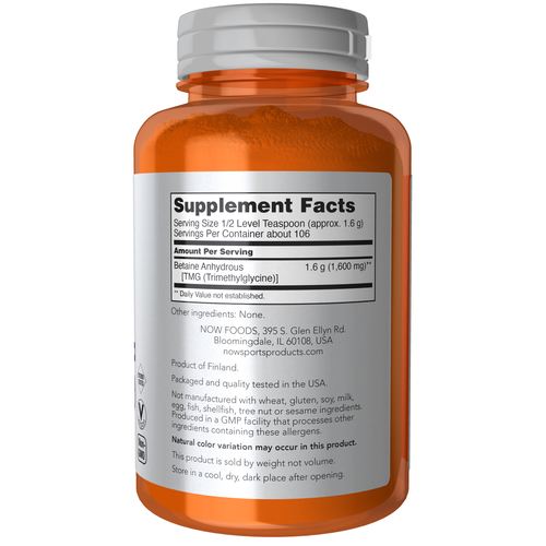NOW Sports Betaine Powder 6 oz | Pure Trimethylglycine TMG
