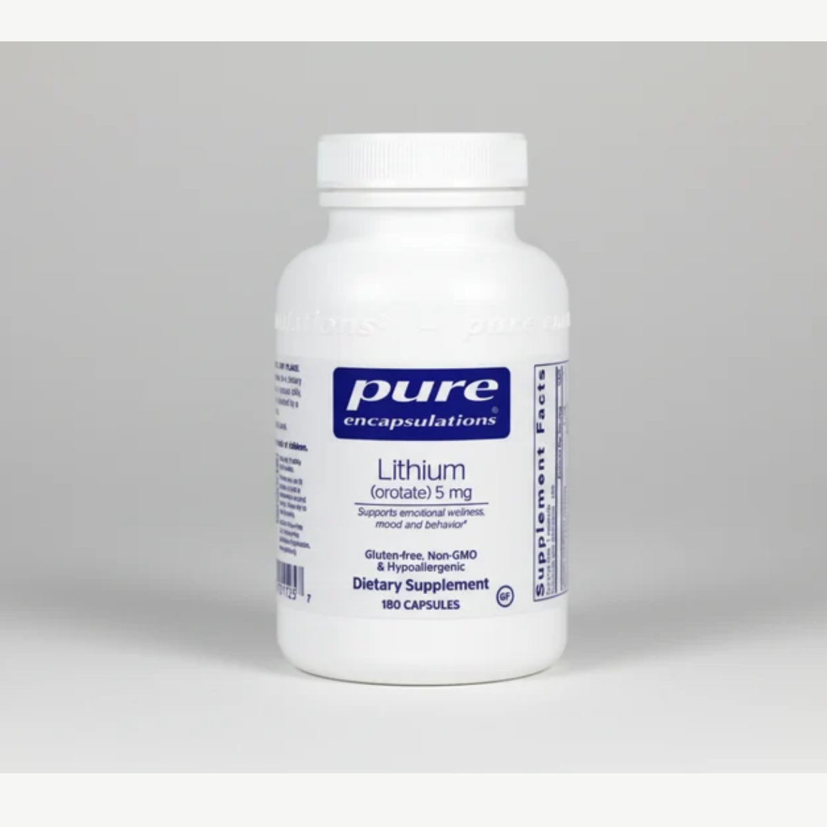 Pure Encapsulations Lithium (orotate) 5 mg - 180 Capsules front label