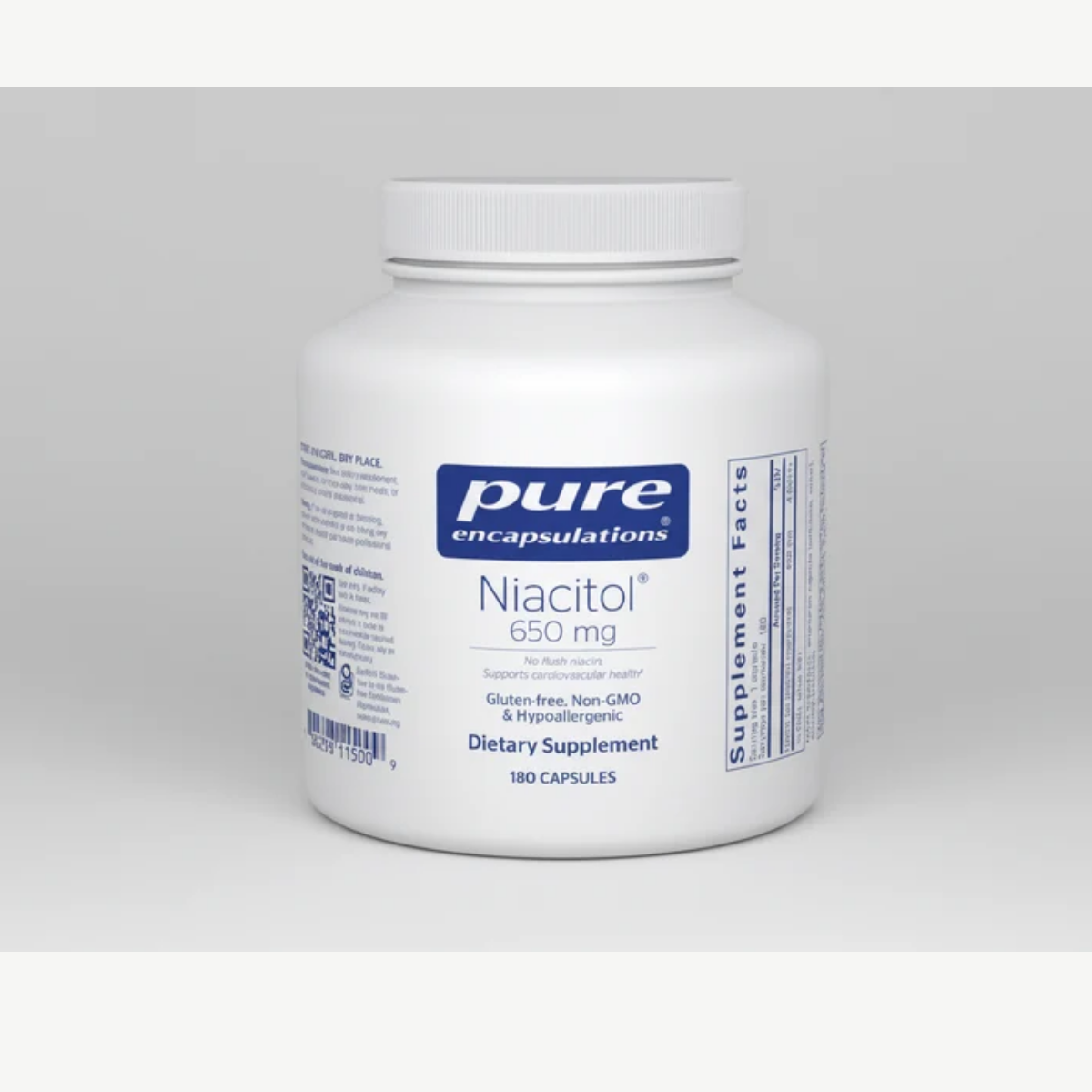 Pure Encapsulations Niacitol (no-flush niacin) 650 mg - 180 Capsules front label