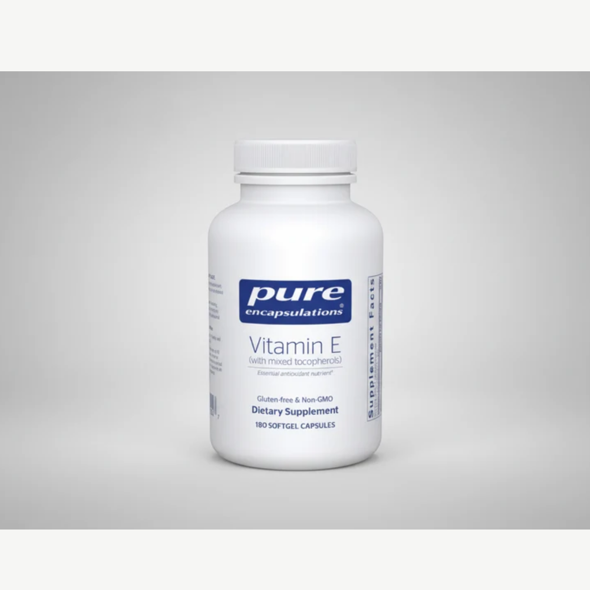 Pure Encapsulations Vitamin E (with mixed tocopherols) - 180 Softgel Capsules front label