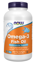 NOW Foods Omega-3, Molecularly Distilled - 200 Fish Softgels front package image