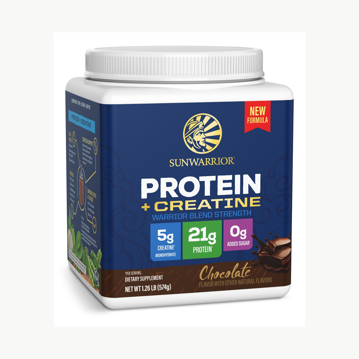 Sunwarrior Warrior Blend Strength+ Creatine Chocolate 574g official front image