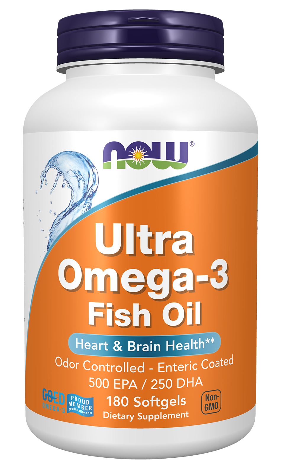 NOW Foods Ultra Omega-3 Fish Oil (Bovine Gelatin) - 180 Softgels front package image