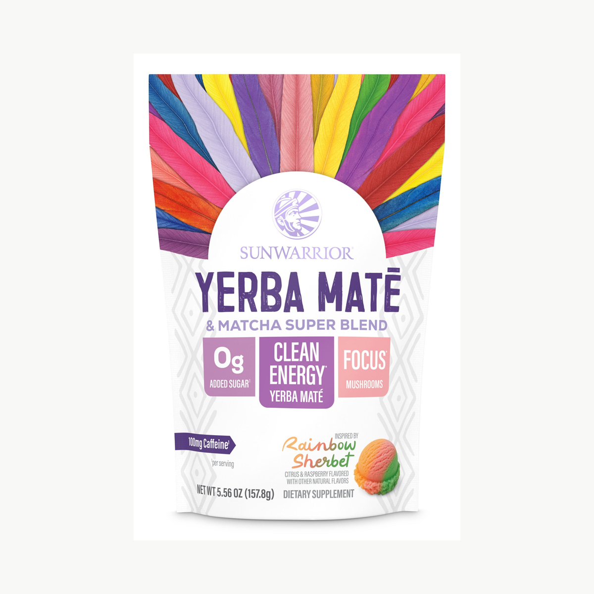 Sunwarrior Yerba Mate Rainbow Sherbet 153.3g official front image